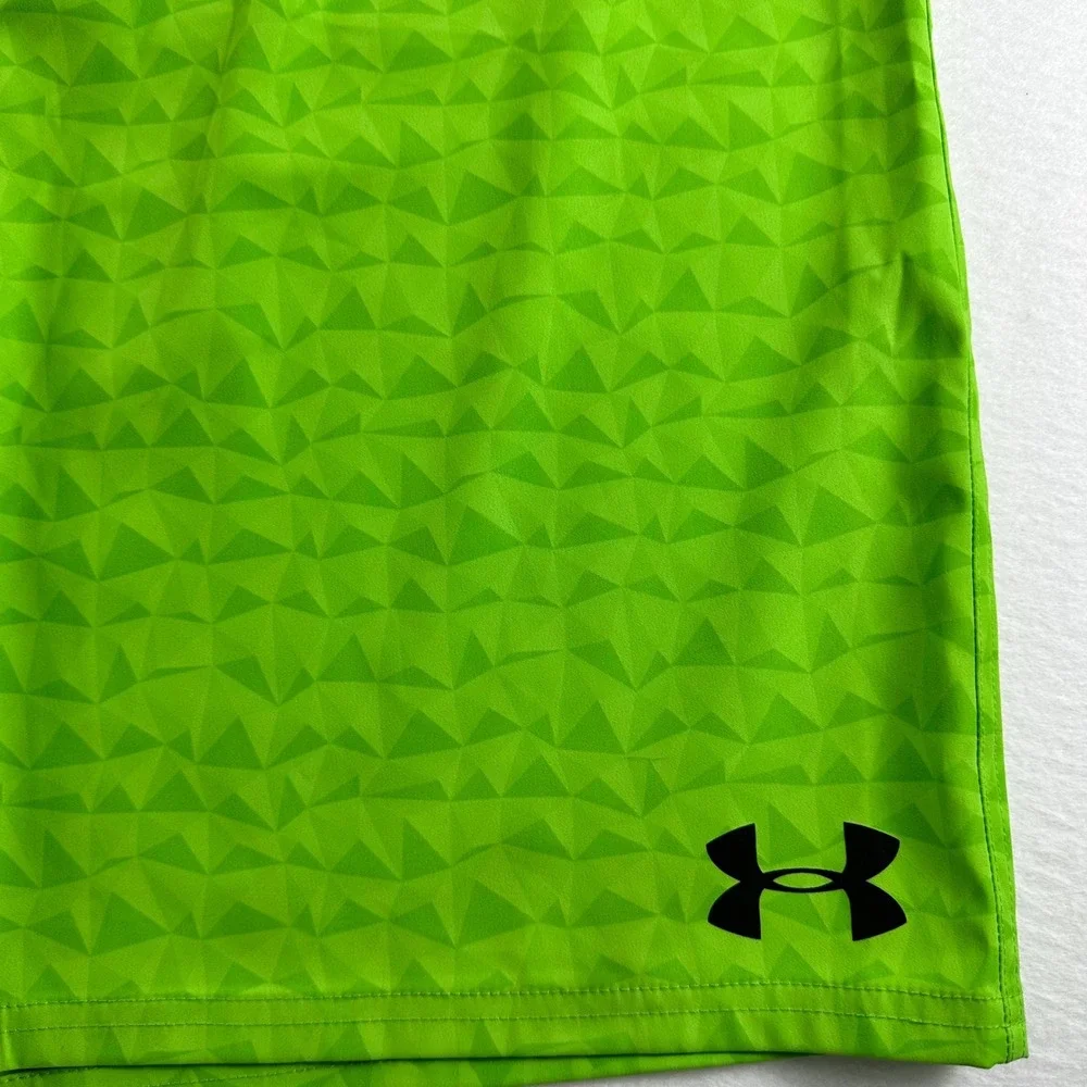 Under Armour Mens 42 Heat Gear‎ Board Shorts Lime Green Geometric Triangle Swim